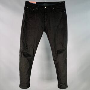 34 River Stay Black Twill Cotton Blend Tapered Slim Five Pockets Jeans